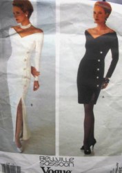 2596 VOGUE SASSOON MOCK WRAP SLIT V-DRESS LENGTHS PATTERN 6-10; 12=16 CHOICE
